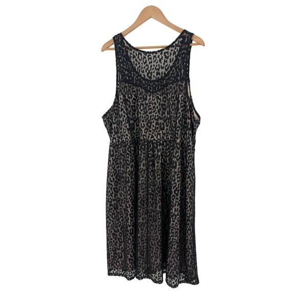 Size 28 4X NEW$89.95 LEOPARD PRINT LACE OVERLAY ILLUSION‎ MIDI DRESS Plus Size - Picture 5 of 6